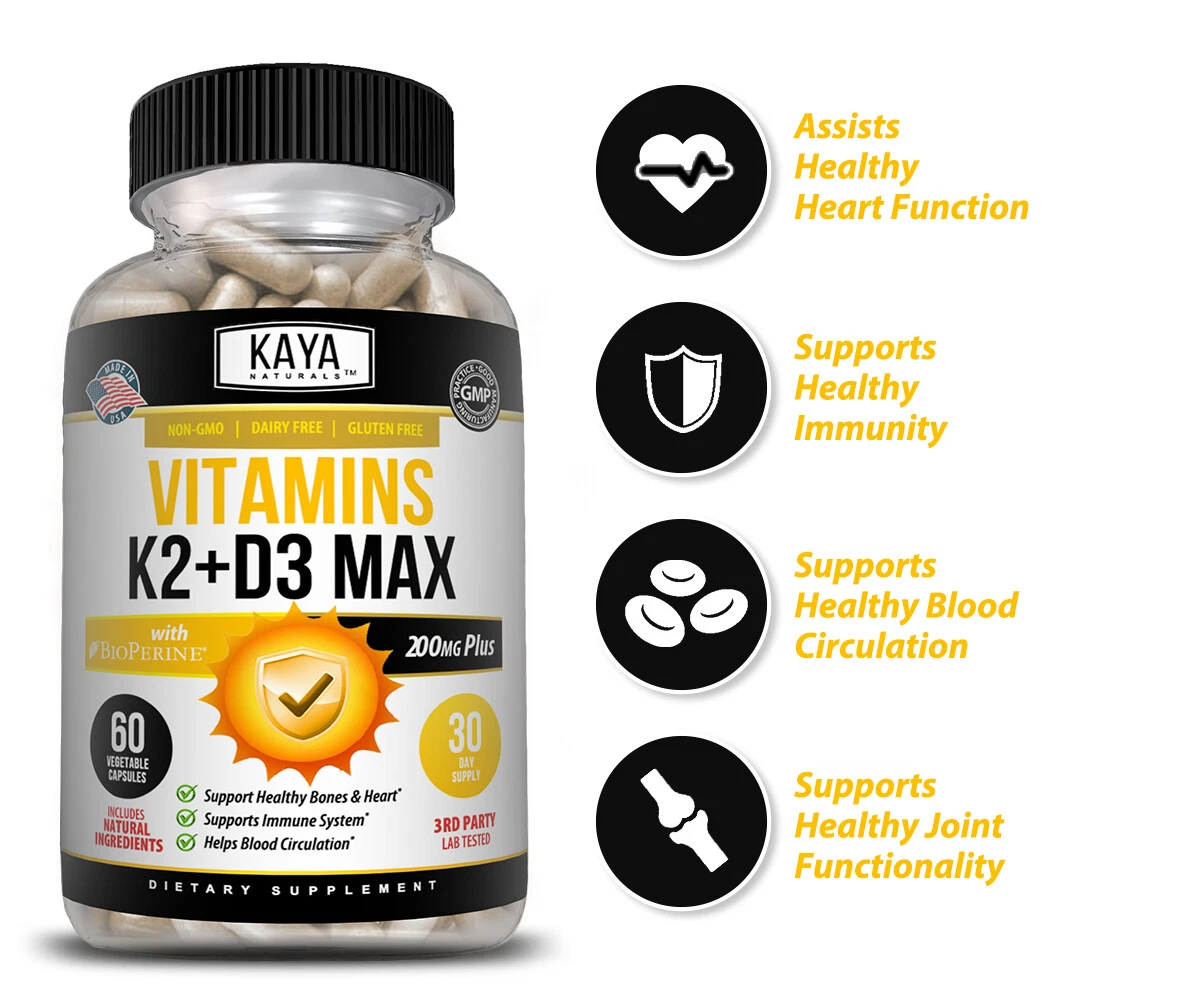 Bottle of Vitamin K2 (MK7) & D3 2 Pack with vitamin k2, bone & immune support to support health and wellness