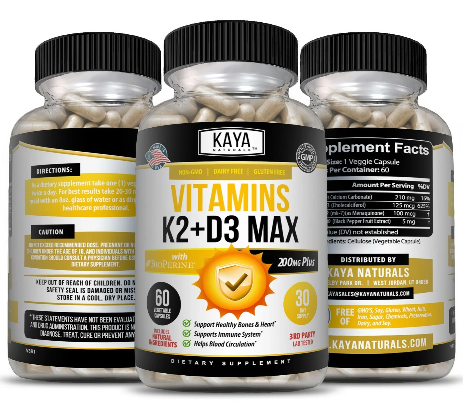 Bottle of Vitamin K2 (MK7) & D3 2 Pack with vitamin k2, bone & immune support to support health and wellness