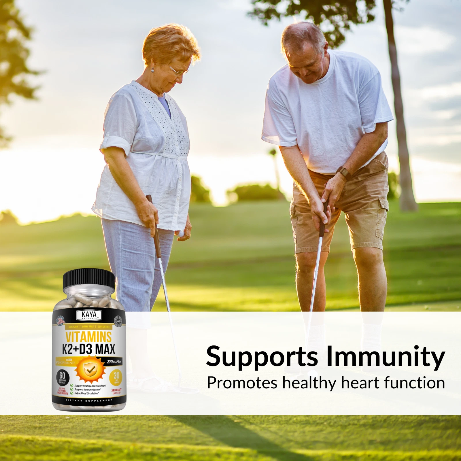 Bottle of Vitamin K2 (MK7) & D3 2 Pack with vitamin k2, bone & immune support to support health and wellness