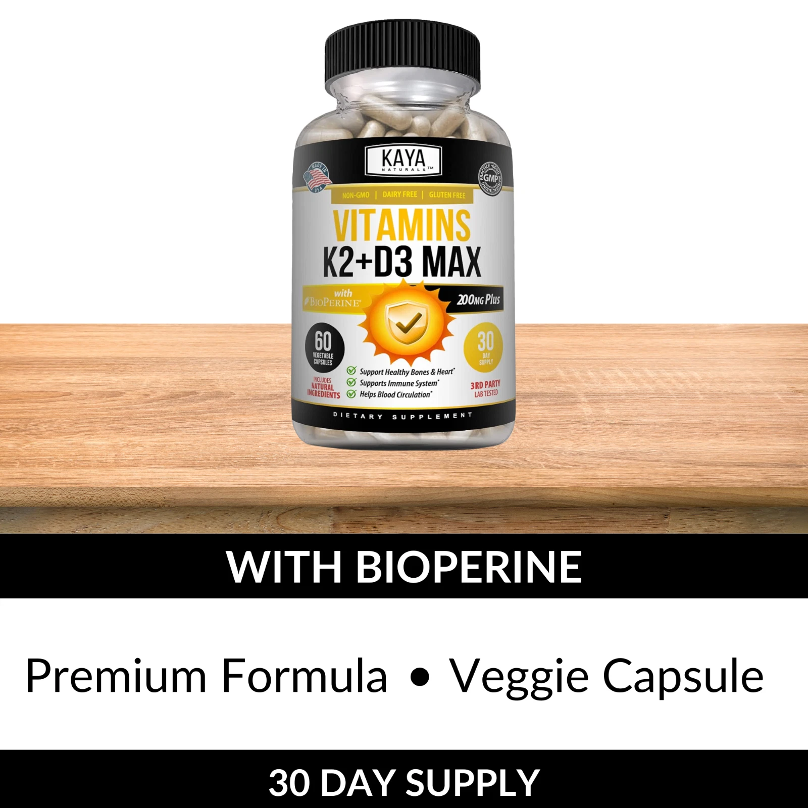 Bottle of Vitamin K2 (MK7) & D3 2 Pack with vitamin k2, bone & immune support to support health and wellness
