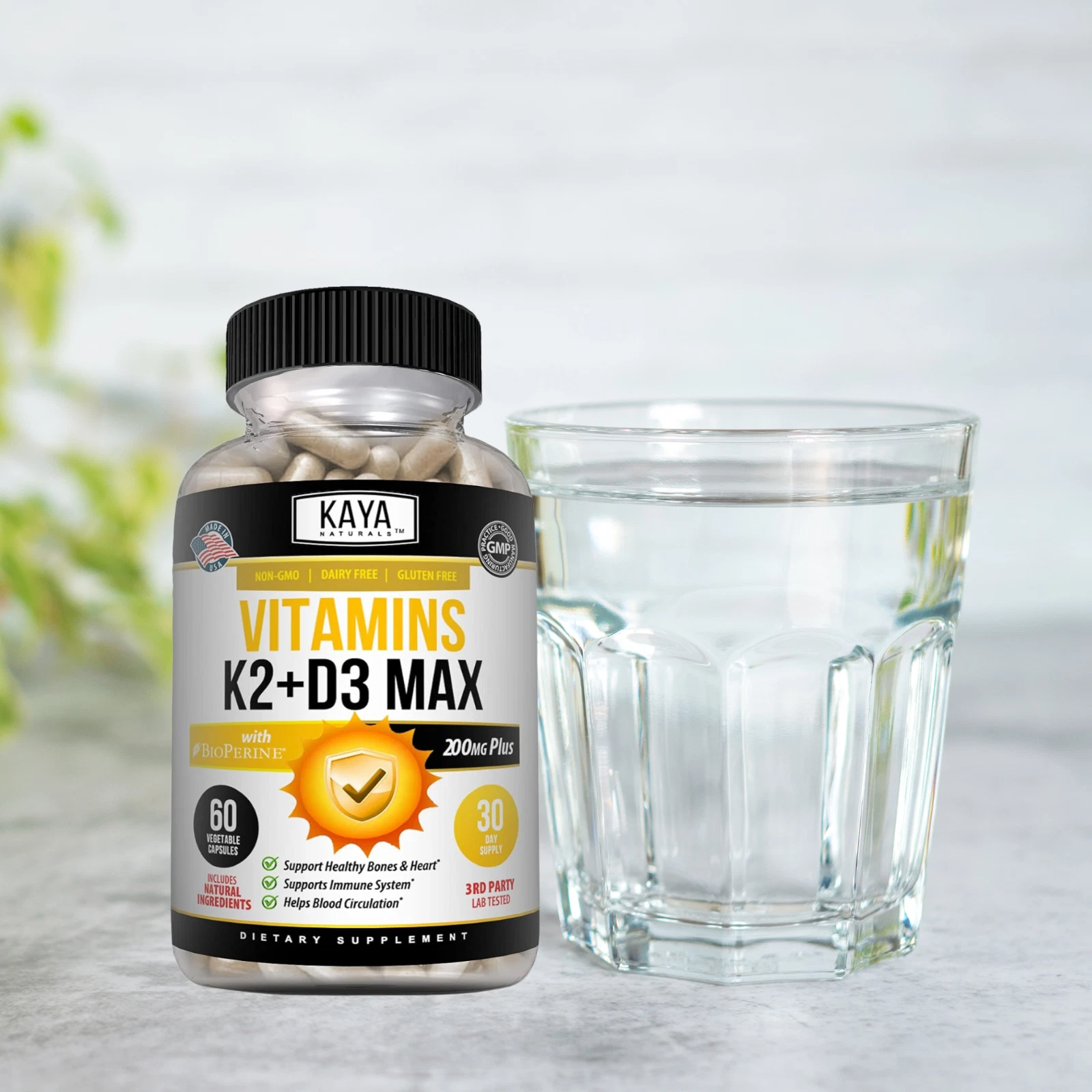 Bottle of Vitamin K2 (MK7) & D3 2 Pack with vitamin k2, bone & immune support to support health and wellness