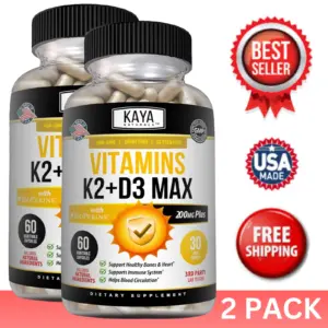 Bottle of Vitamin K2 (MK7) & D3 2 Pack with vitamin k2, bone & immune support to support health and wellness
