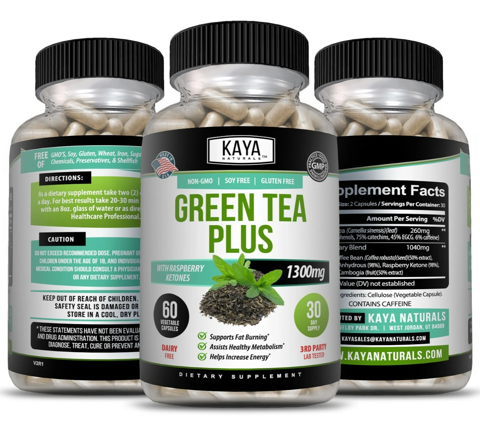 Bottle of Green Tea Plus 1200mg 60ct with green tea, weight loss & metabolism support to support health and wellness