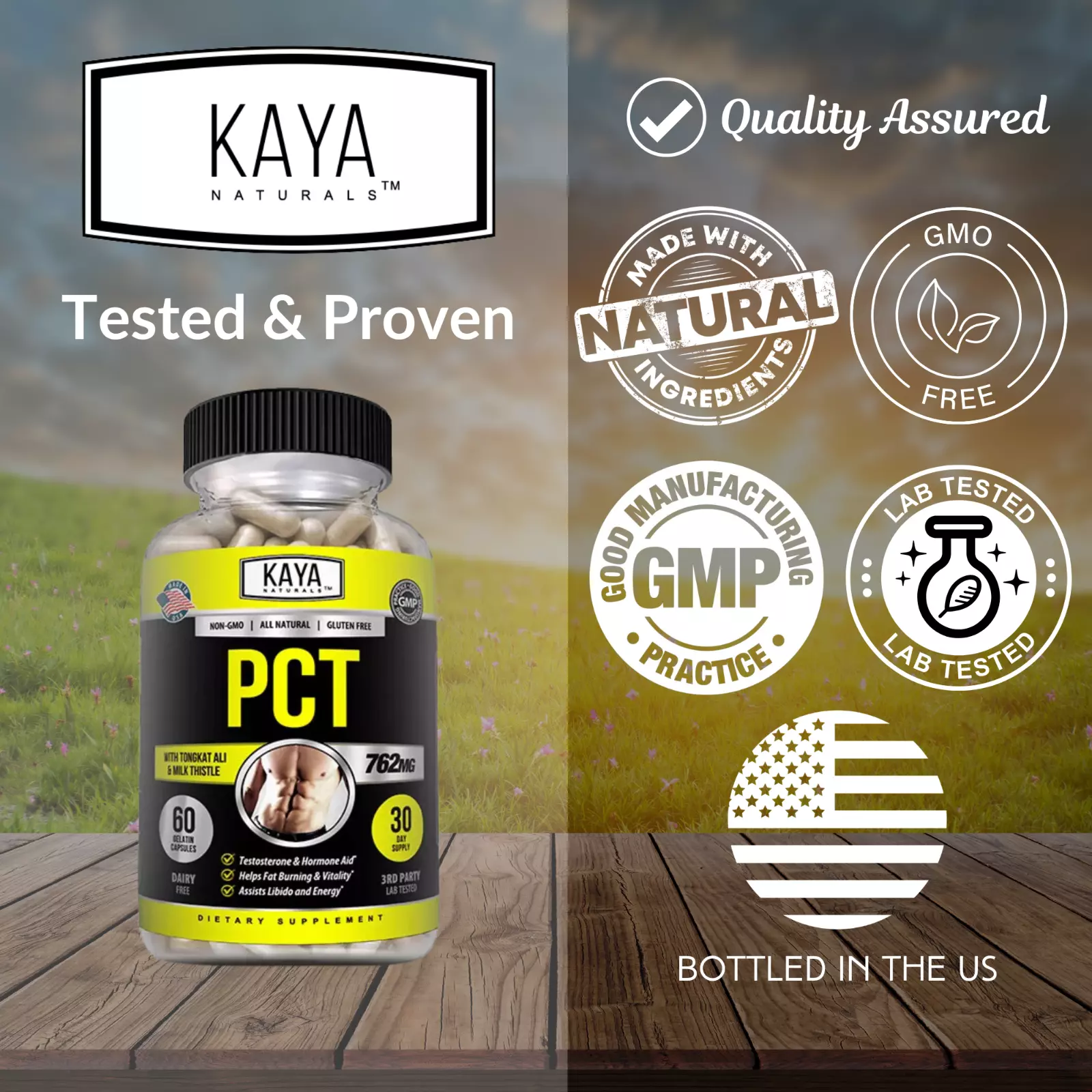 Bottle of Post Cycle Therapy Supplement with pct, hormone balance & muscle support to support health and wellness