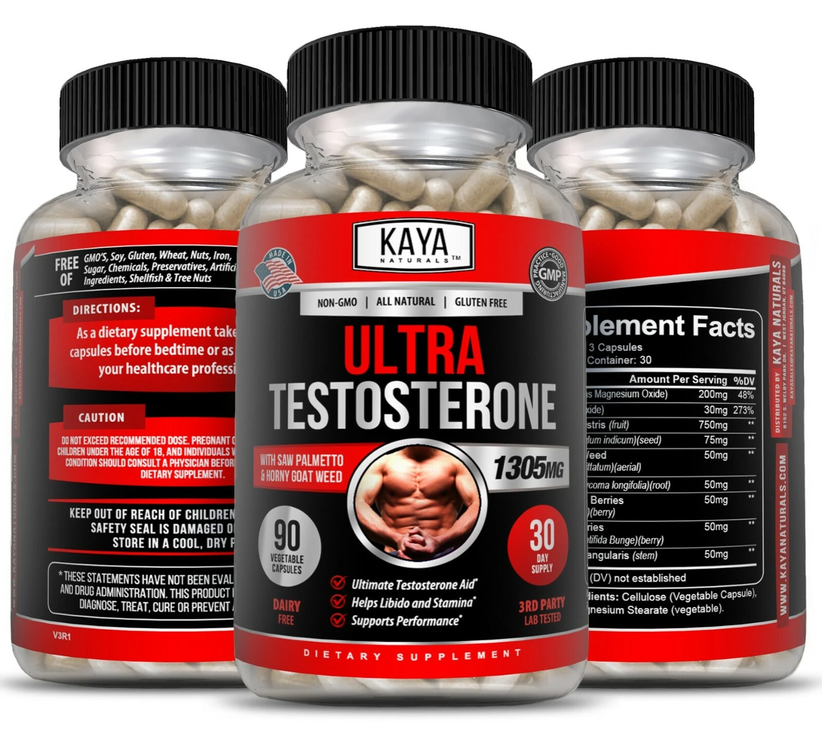 Bottle of Testosterone Booster 90ct with testosterone, energy & muscle support to support health and wellness