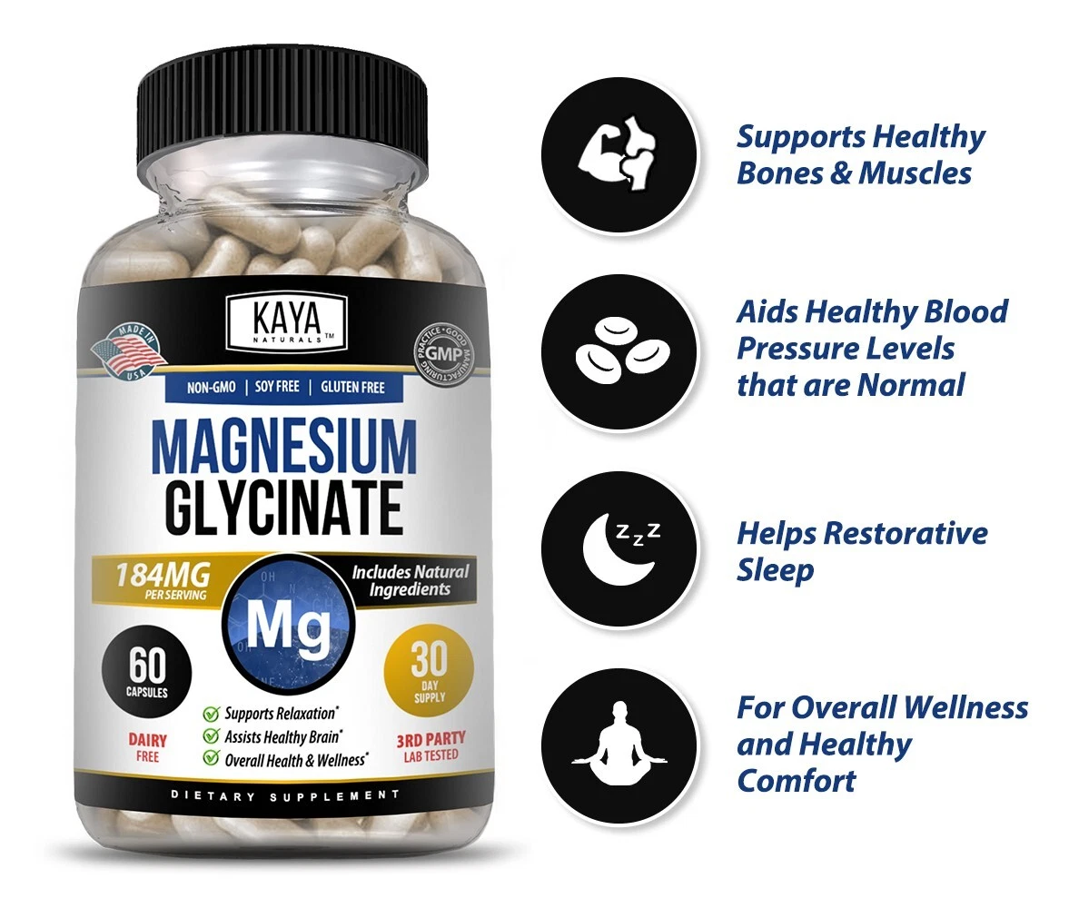 Bottle of Magnesium Glycinate 183mg with magnesium, sleep & stress support to support health and wellness