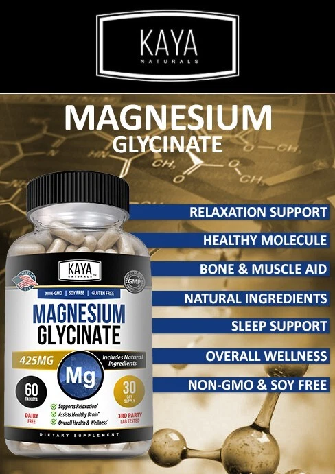Bottle of Magnesium Glycinate 183mg with magnesium, sleep & stress support to support health and wellness