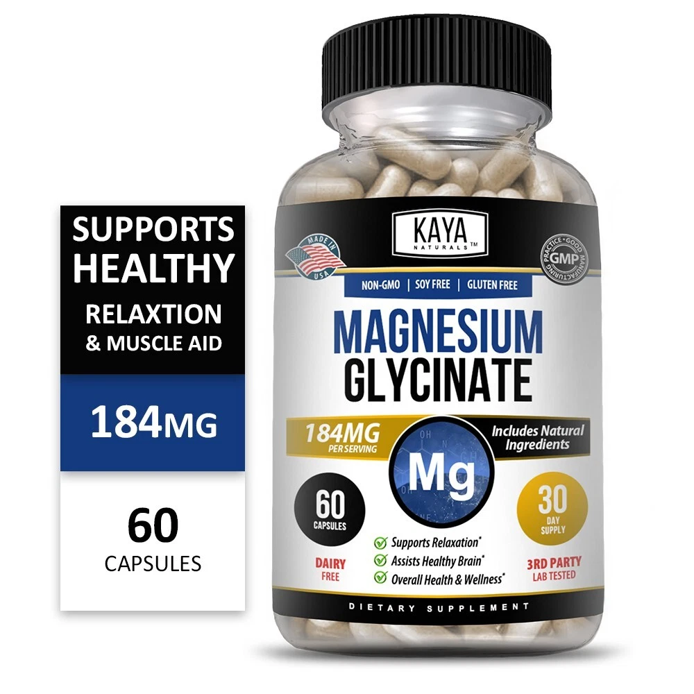Bottle of Magnesium Glycinate 183mg with magnesium, sleep & stress support to support health and wellness