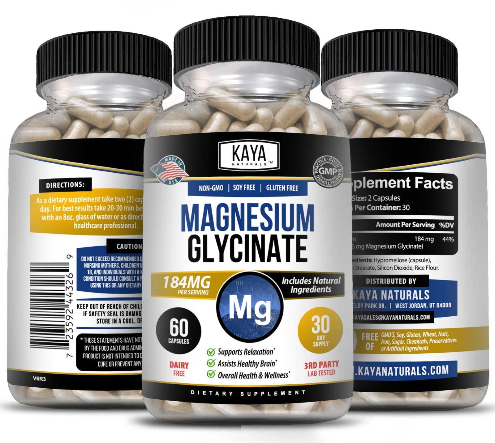 Bottle of Magnesium Glycinate 183mg with magnesium, sleep & stress support to support health and wellness