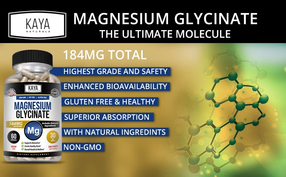 Bottle of Magnesium Glycinate 183mg with magnesium, sleep & stress support to support health and wellness