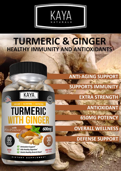 Bottle of Turmeric Curcumin with Ginger 2 Pack 60ct with turmeric, joint pain support to support health and wellness