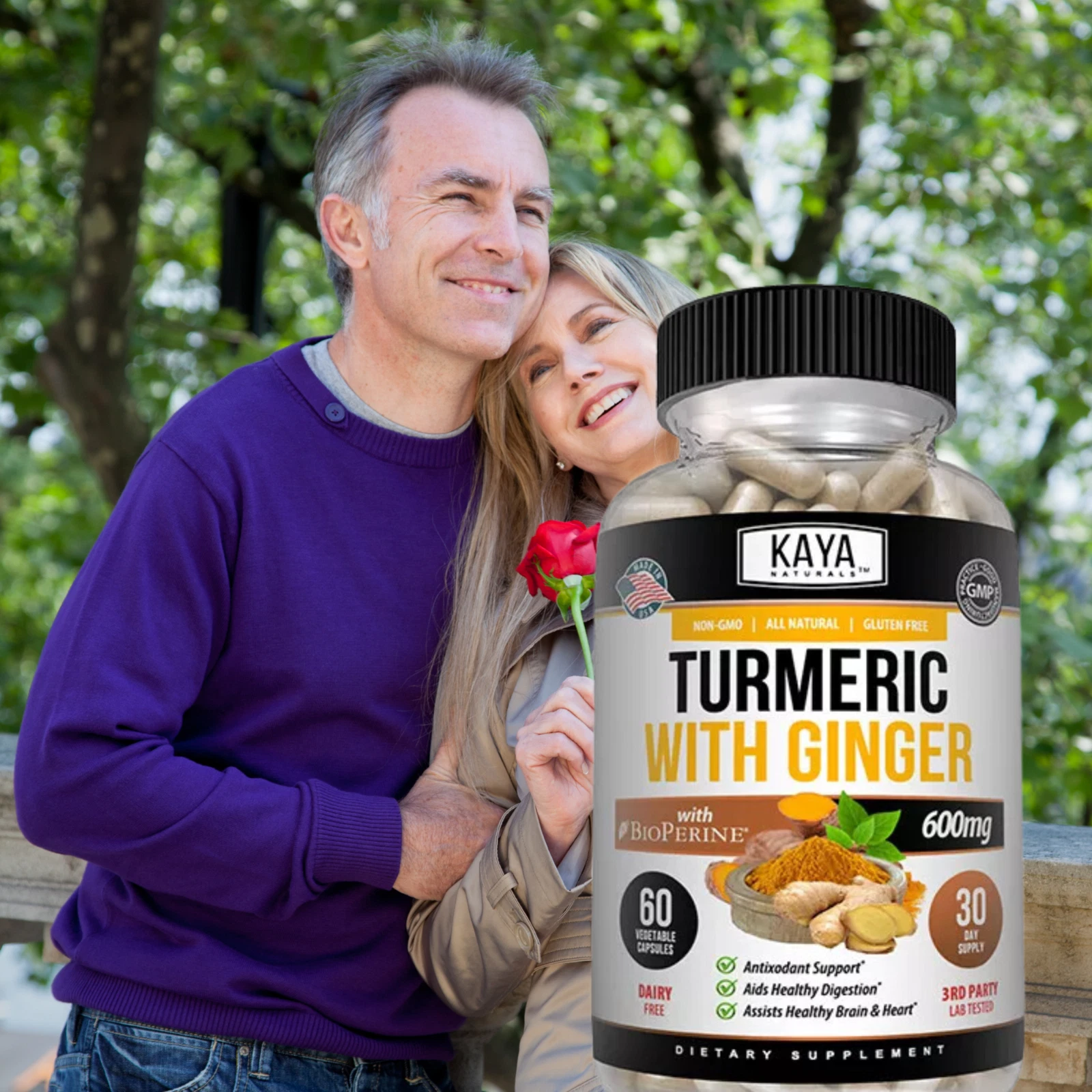 Bottle of Turmeric Curcumin with Ginger 2 Pack 60ct with turmeric, joint pain support to support health and wellness