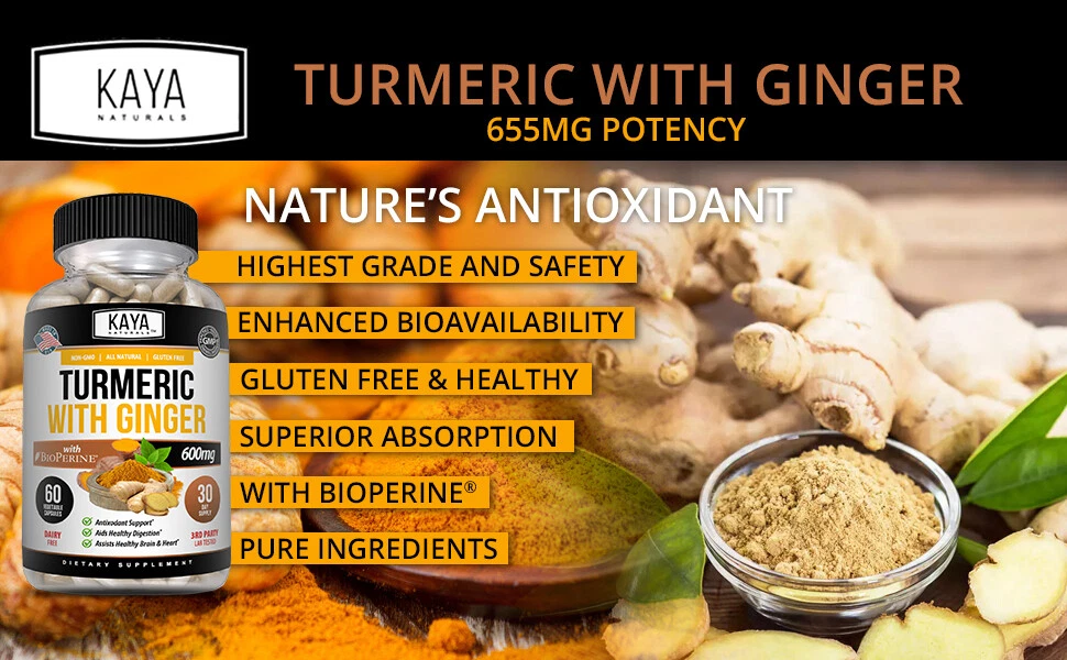 Bottle of Turmeric Curcumin with Ginger 2 Pack 60ct with turmeric, joint pain support to support health and wellness