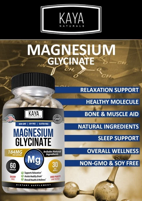 Bottle of Magnesium Glycinate 2 Pack 60ct with magnesium, sleep & bone support to support health and wellness
