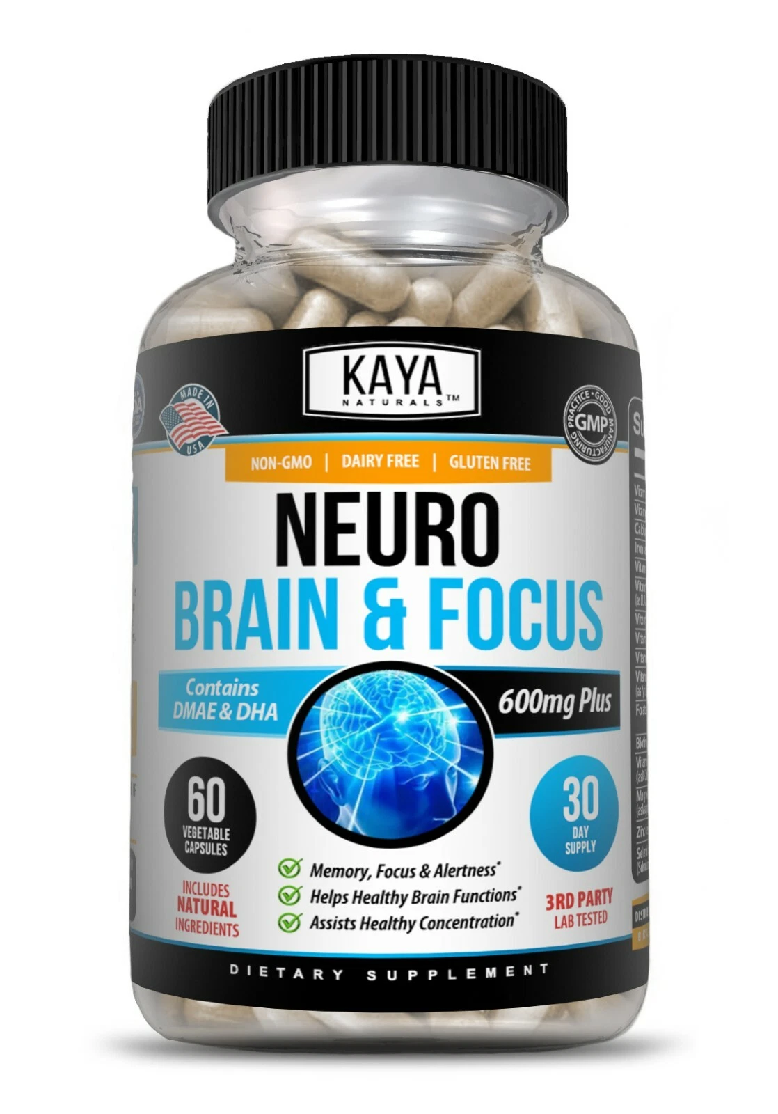 Bottle of Brain Health & Memory Booster with nootropic, memory & focus support to support health and wellness