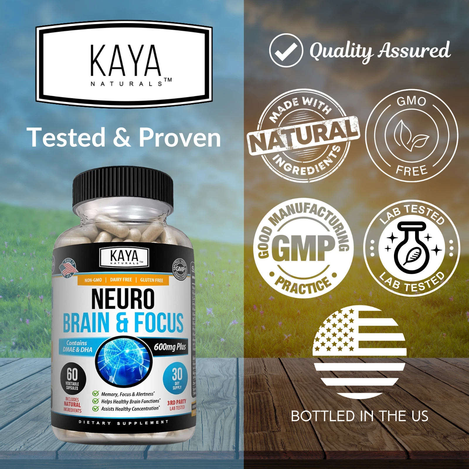 Bottle of Brain Health & Memory Booster with nootropic, memory & focus support to support health and wellness
