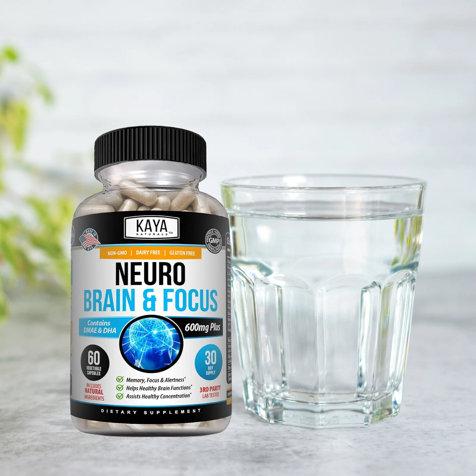 Bottle of Brain Health & Memory Booster with nootropic, memory & focus support to support health and wellness