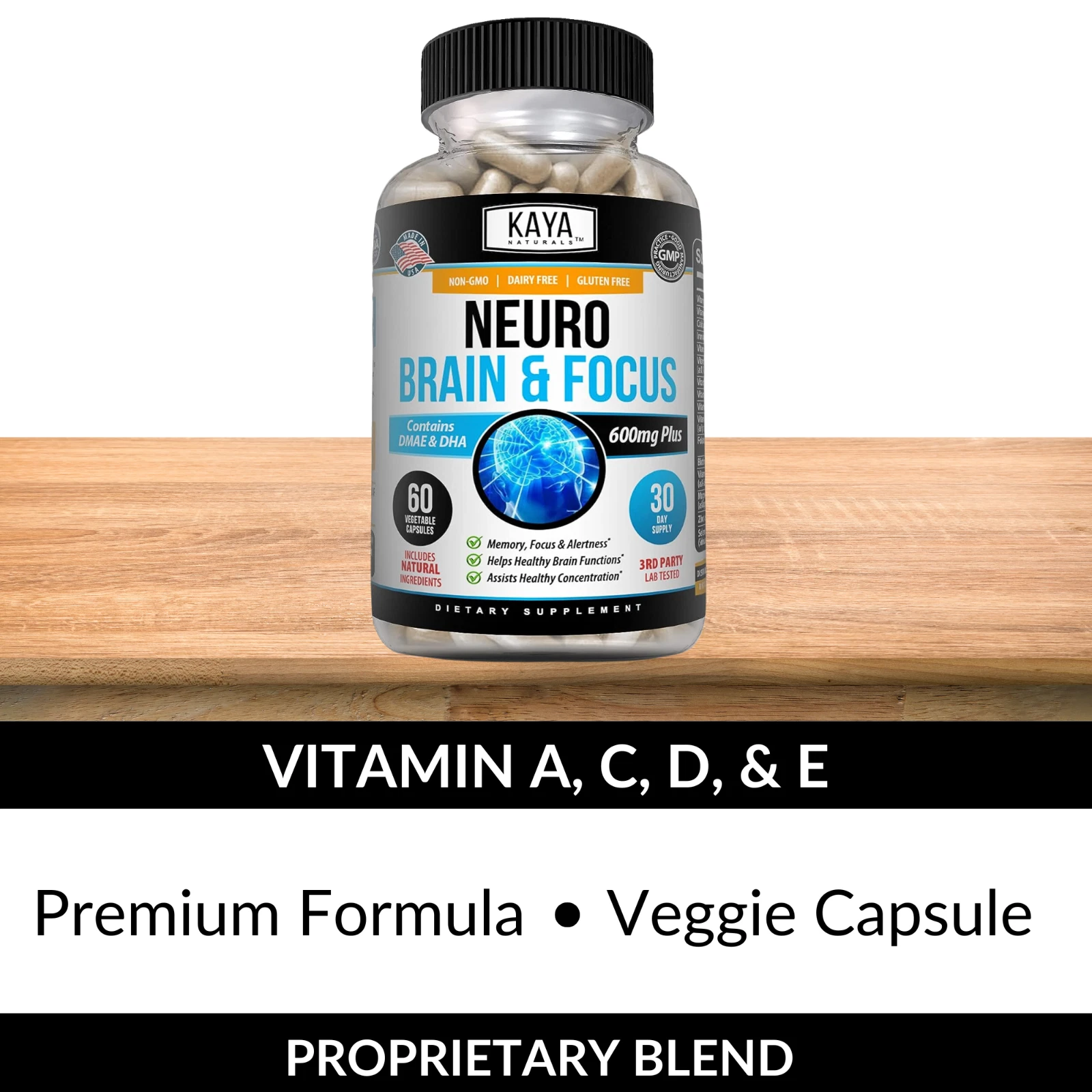 Bottle of Brain Health & Memory Booster with nootropic, memory & focus support to support health and wellness