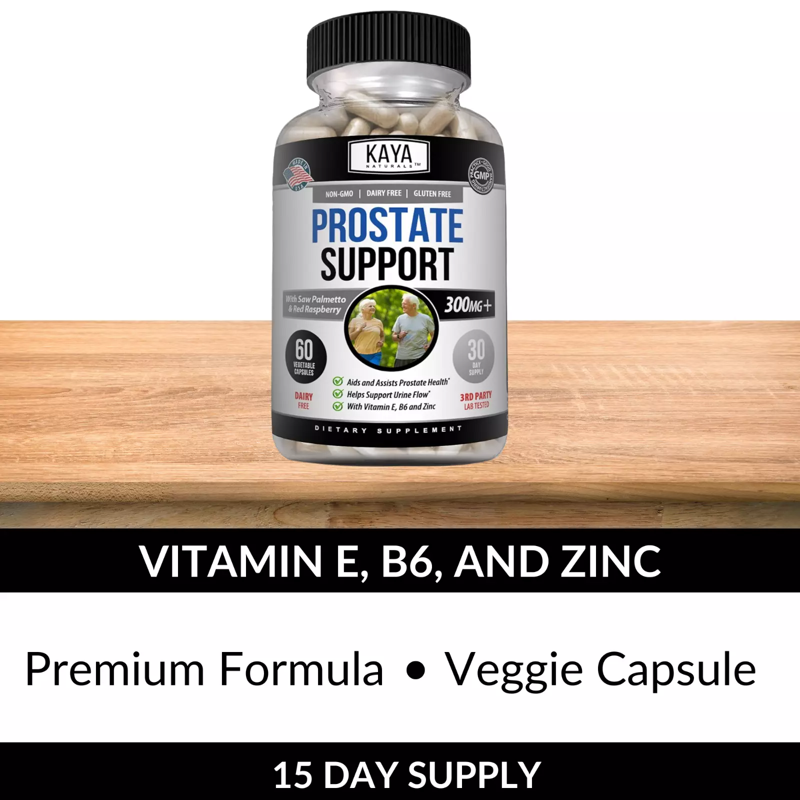 Bottle of Prostate Supplement with saw palmetto, prostate health support to support health and wellness