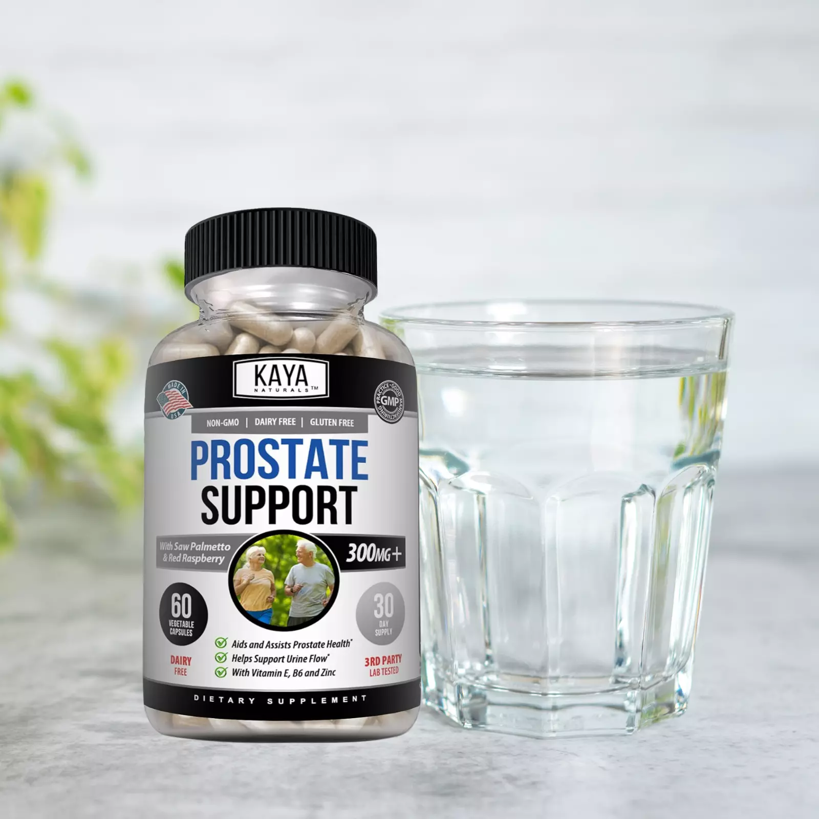 Bottle of Prostate Supplement with saw palmetto, prostate health support to support health and wellness