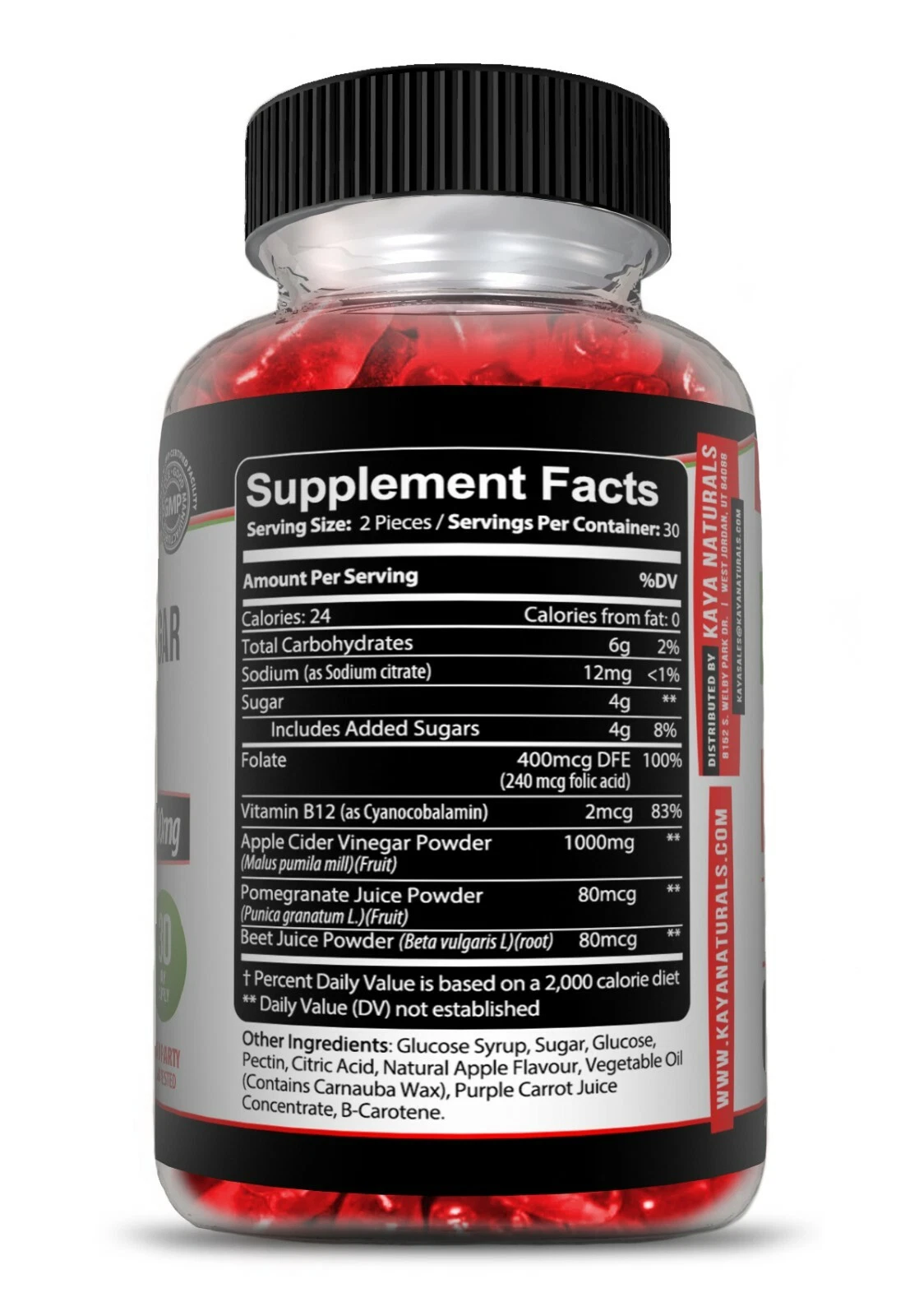 Bottle of Apple Cider Vinegar Gummies 60ct with apple cider vinegar, weight loss & detox support to support health and wellness