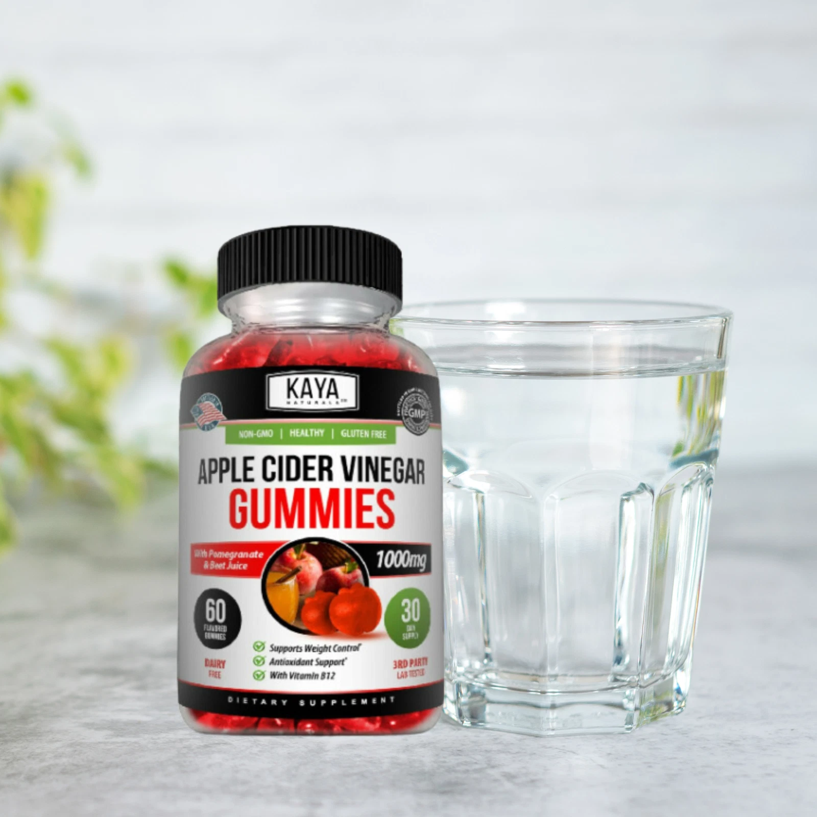 Bottle of Apple Cider Vinegar Gummies 60ct with apple cider vinegar, weight loss & detox support to support health and wellness