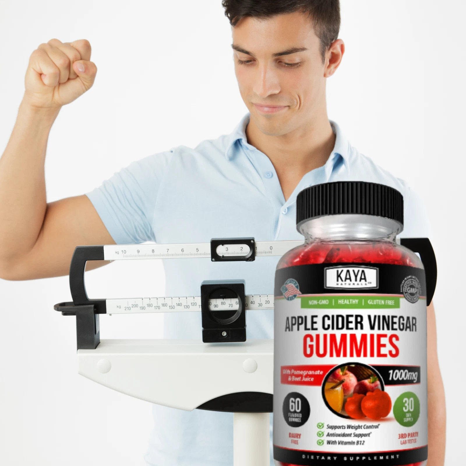 Bottle of Apple Cider Vinegar Gummies 60ct with apple cider vinegar, weight loss & detox support to support health and wellness