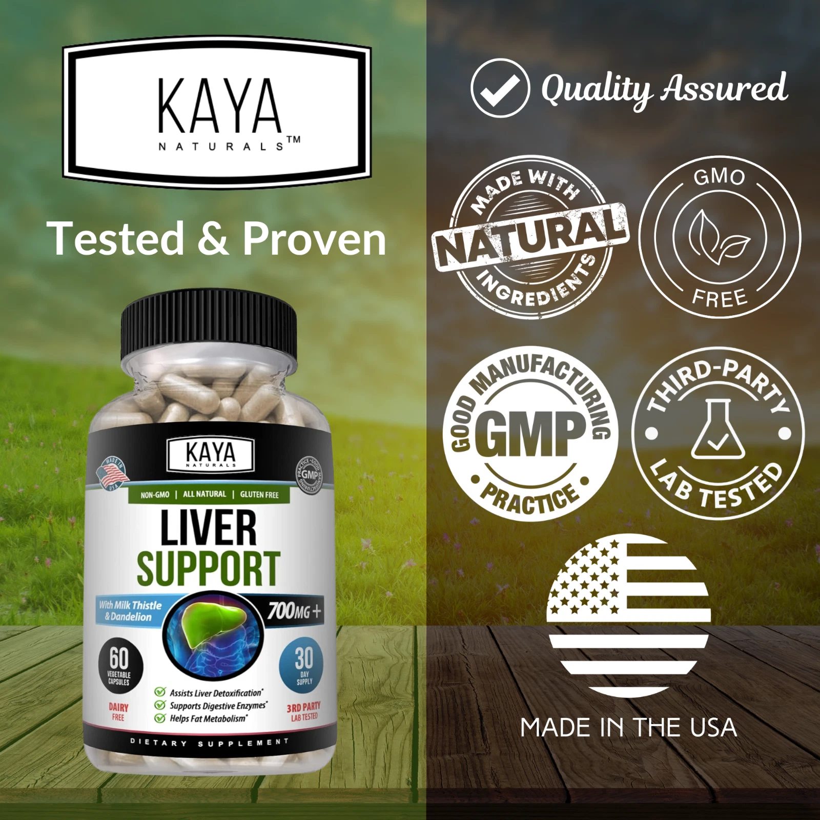 Bottle of Liver Support Formula with nac, liver detox & repair to support health and wellness