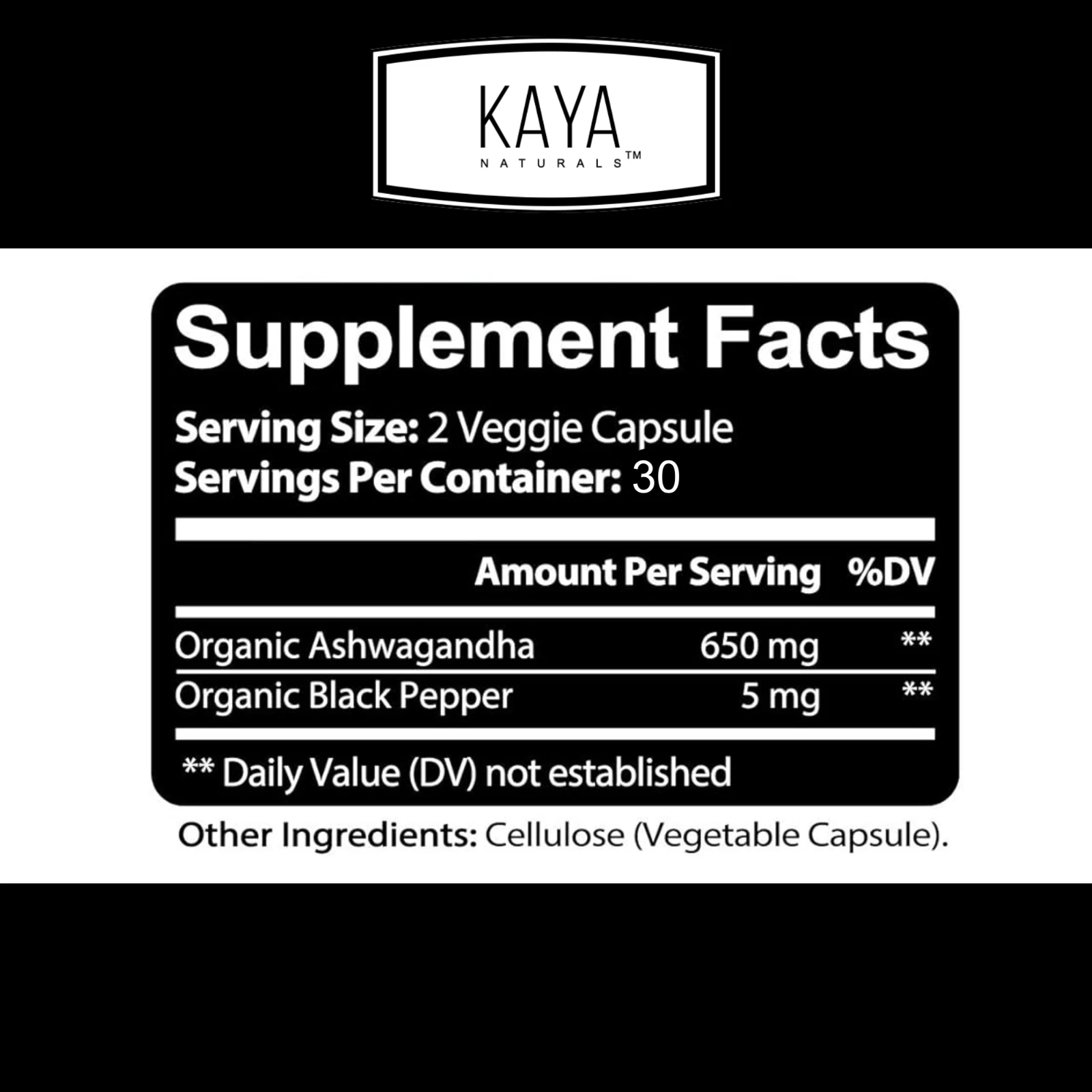 Bottle of Ashwagandha Capsules 1300mg 60ct with ashwagandha, stress & anxiety support to support health and wellness
