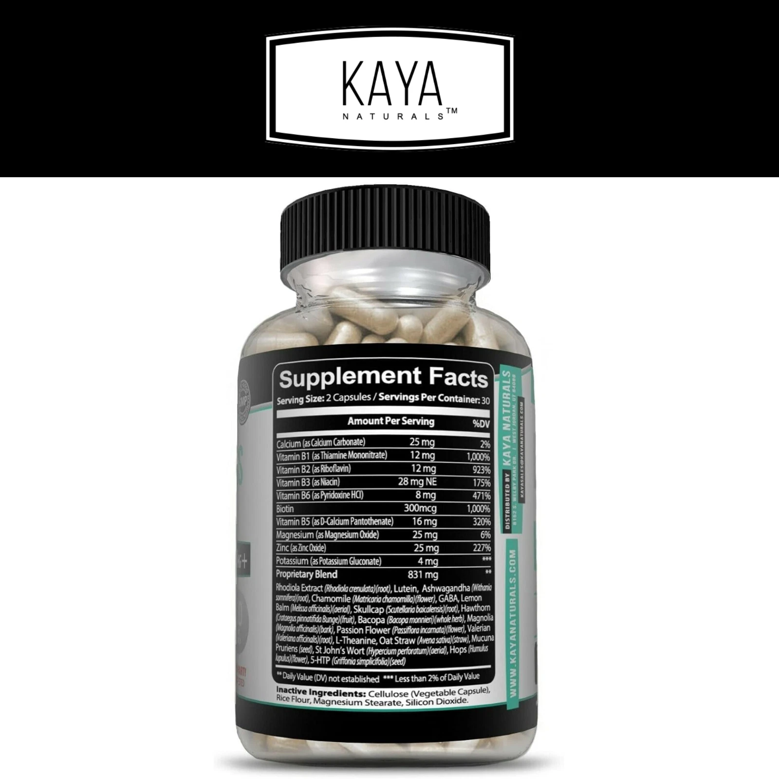 Bottle of Anxiety & Stress Relief 60ct with ashwagandha, stress & calm support to support health and wellness