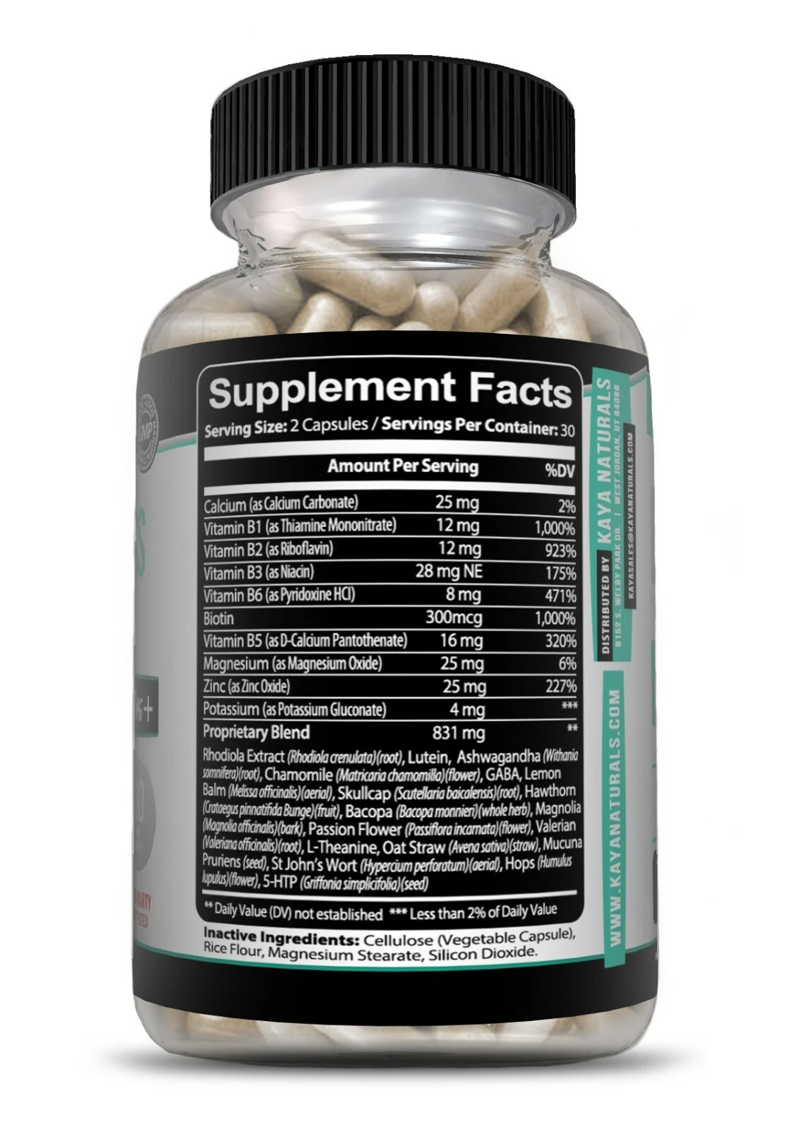 Bottle of Anxiety & Stress Relief 60ct with ashwagandha, stress & calm support to support health and wellness