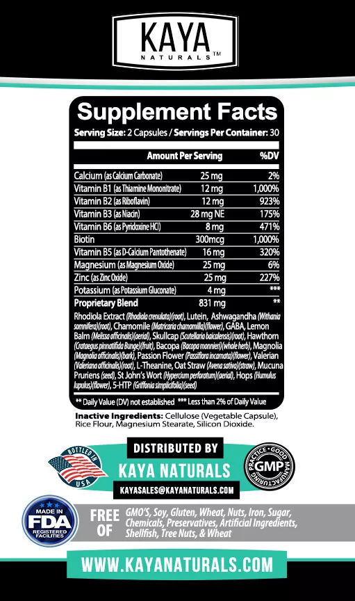 Bottle of Anxiety & Stress Relief 60ct with ashwagandha, stress & calm support to support health and wellness