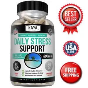 Bottle of Anxiety & Stress Relief 60ct with ashwagandha, stress & calm support to support health and wellness