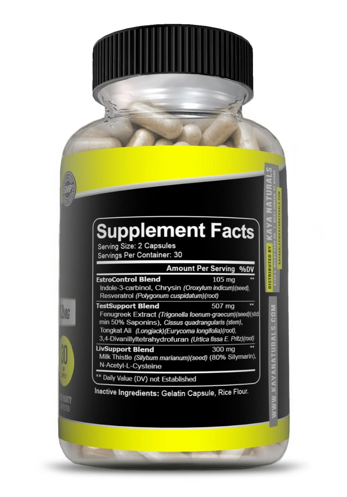 Bottle of Testosterone & Liver Support with testosterone, hormone & liver health to support health and wellness