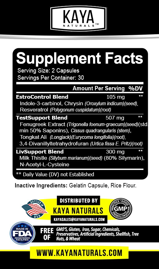 Bottle of Testosterone & Liver Support with testosterone, hormone & liver health to support health and wellness