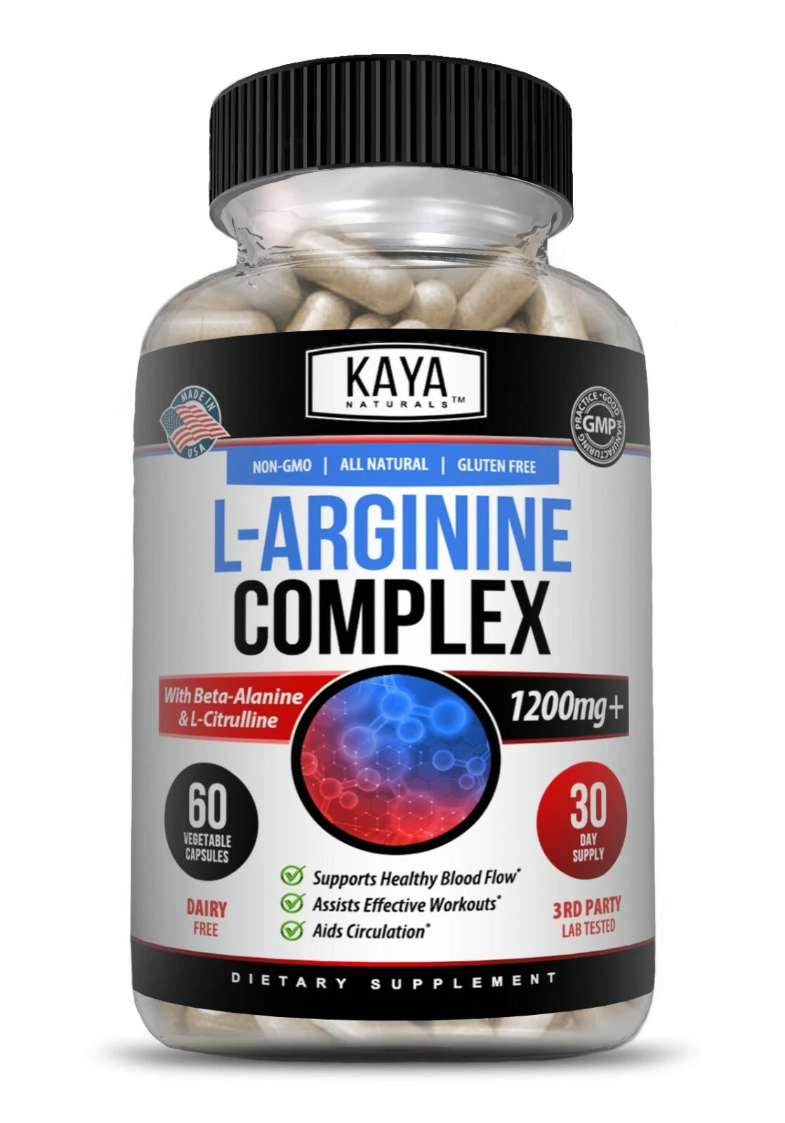 Bottle of L-Arginine 2 Pack 60ct with l-arginine, nitric oxide & libido support to support health and wellness