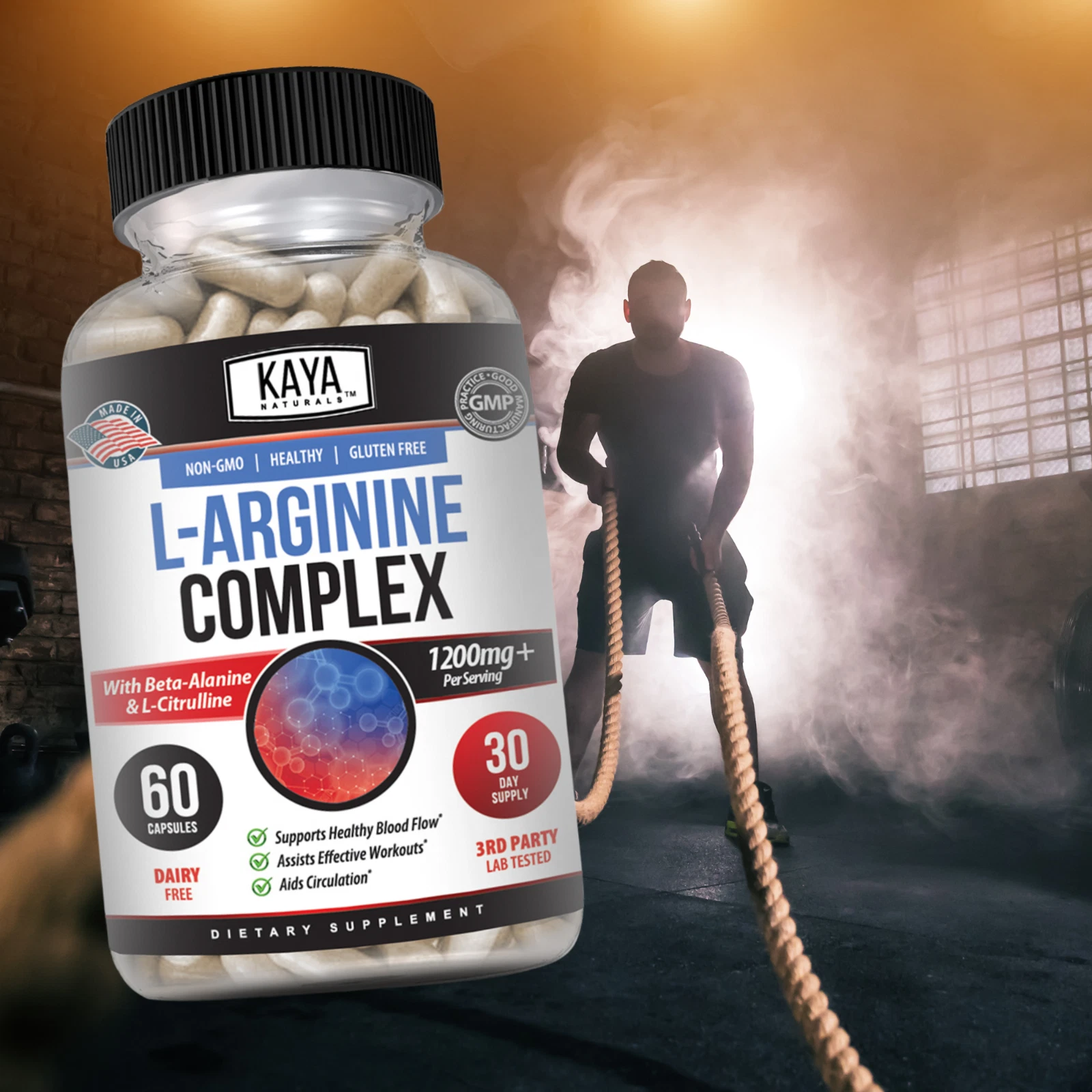 Bottle of L-Arginine 2 Pack 60ct with l-arginine, nitric oxide & libido support to support health and wellness