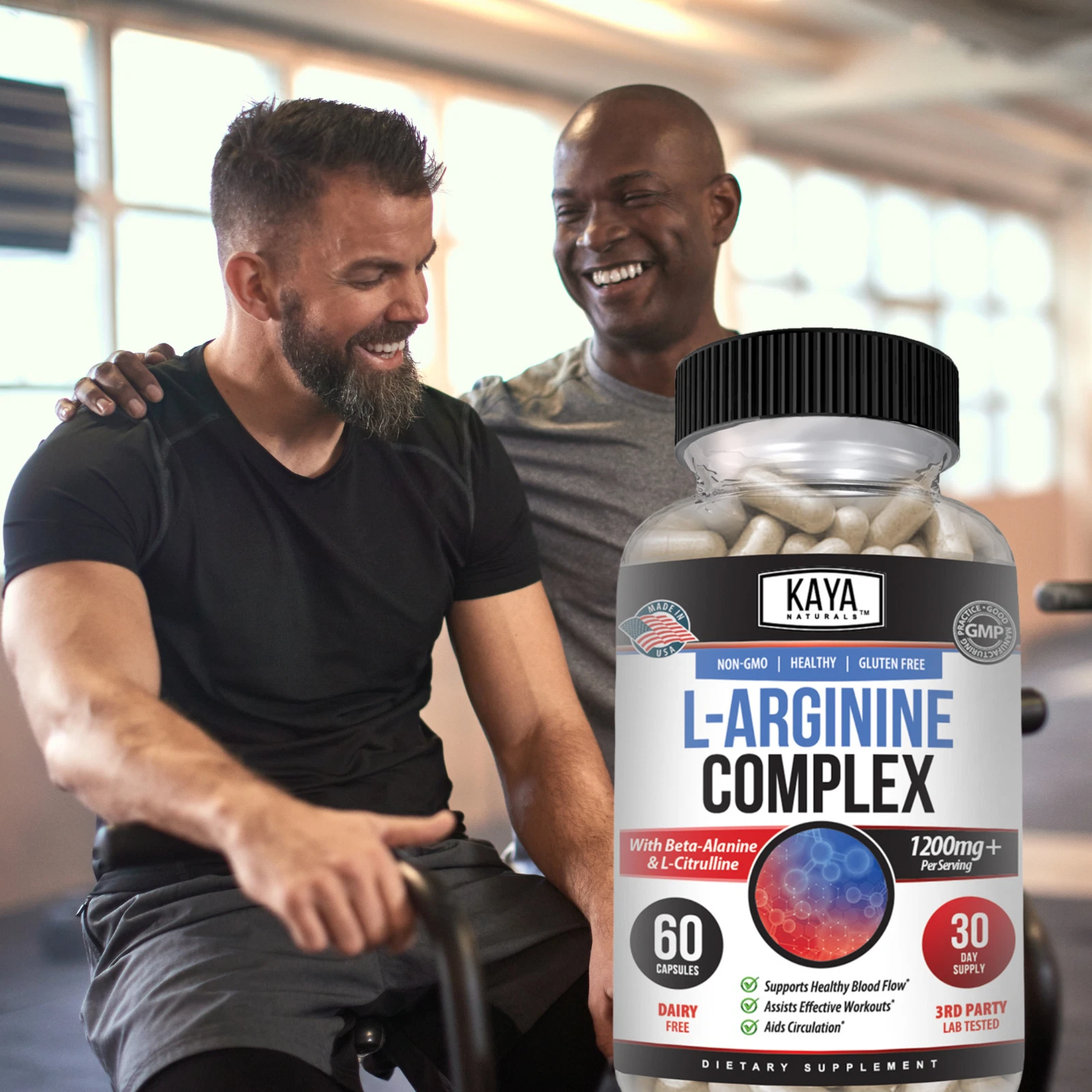 Bottle of L-Arginine 2 Pack 60ct with l-arginine, nitric oxide & libido support to support health and wellness