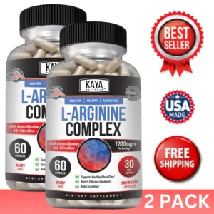 Bottle of L-Arginine 2 Pack 60ct with l-arginine, nitric oxide & libido support to support health and wellness