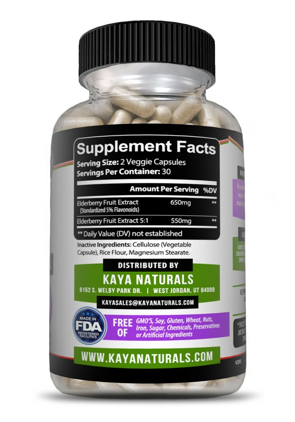 Bottle of Sambucus Black Elderberry 3 Pack 1200mg 60ct with elderberry, immune support to support health and wellness