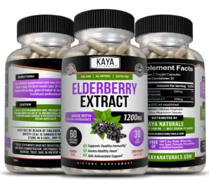 Bottle of Sambucus Black Elderberry 3 Pack 1200mg 60ct with elderberry, immune support to support health and wellness