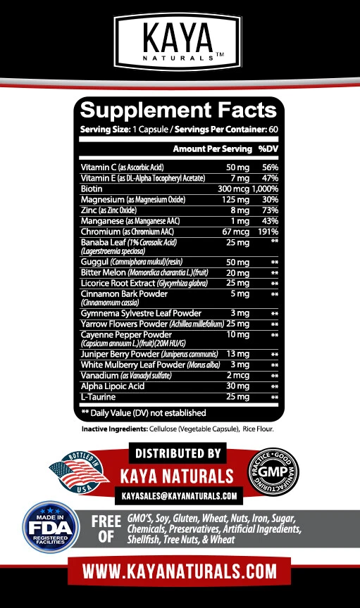 Bottle of Blood Sugar Support 60ct with alpha lipoic acid, blood sugar support to support health and wellness