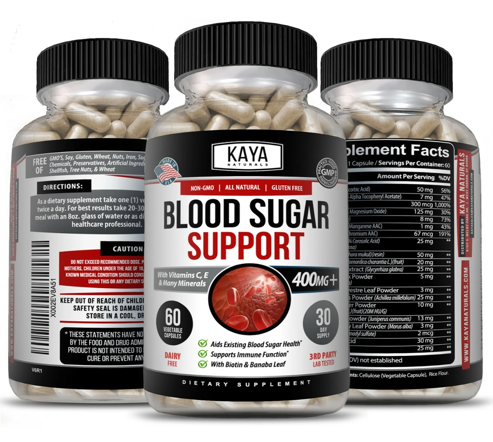 Bottle of Blood Sugar Support 60ct with alpha lipoic acid, blood sugar support to support health and wellness