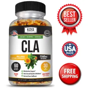 Bottle of CLA 60ct with cla, weight loss & fat burner support to support health and wellness