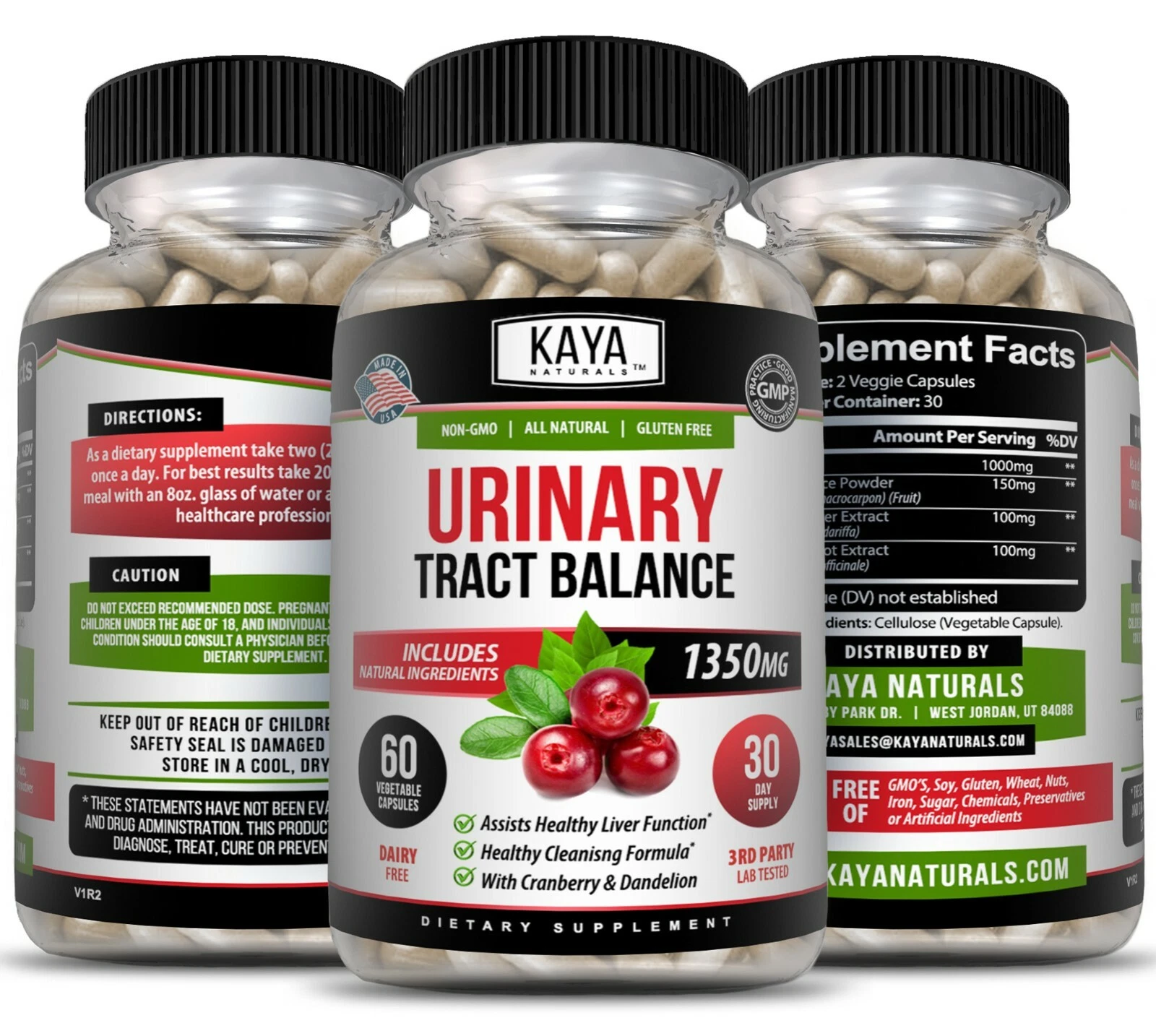 Bottle of Urinary Tract Balance 1350mg 60ct with d-mannose, urinary tract support to support health and wellness