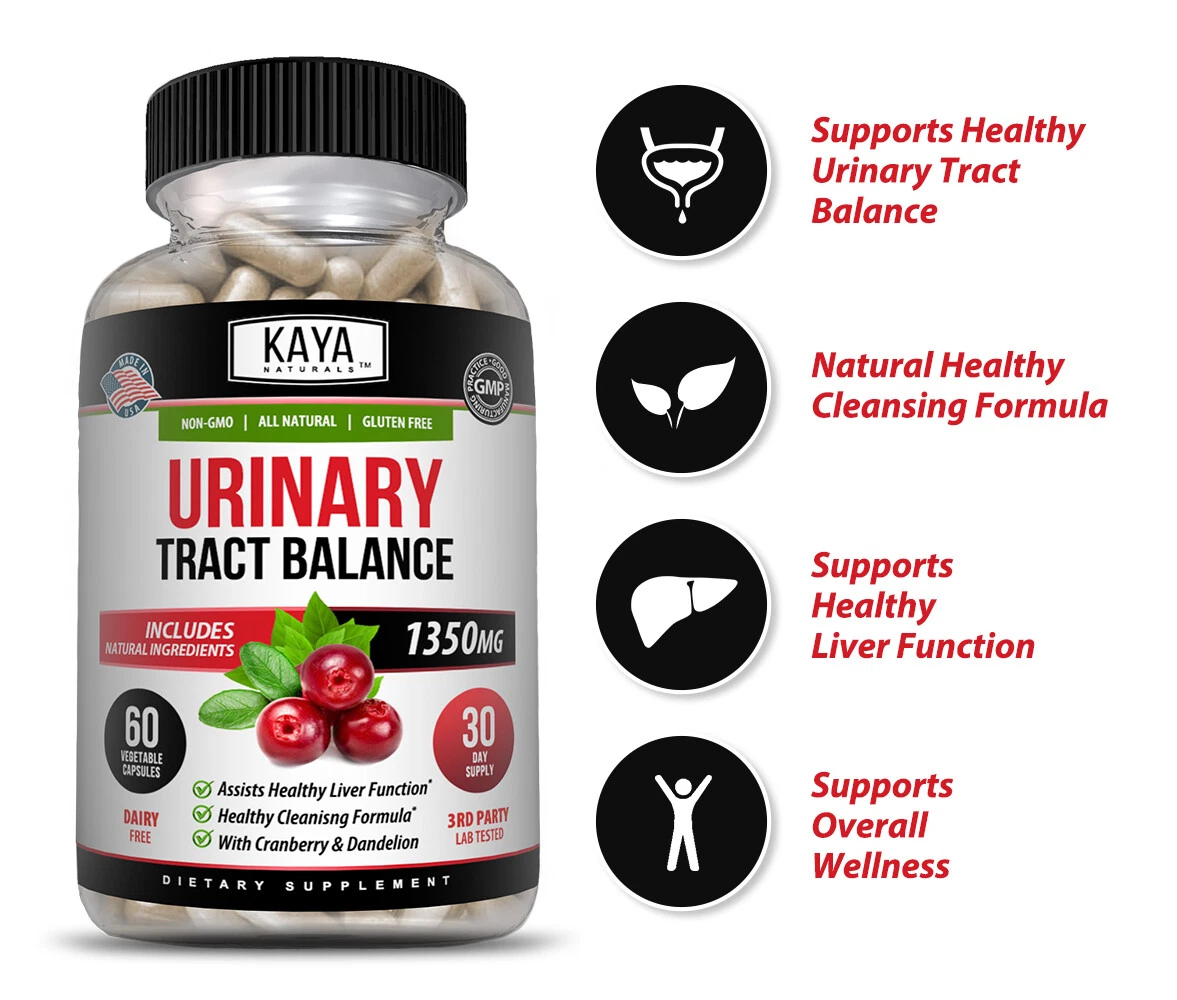 Bottle of Urinary Tract Balance 1350mg 60ct with d-mannose, urinary tract support to support health and wellness