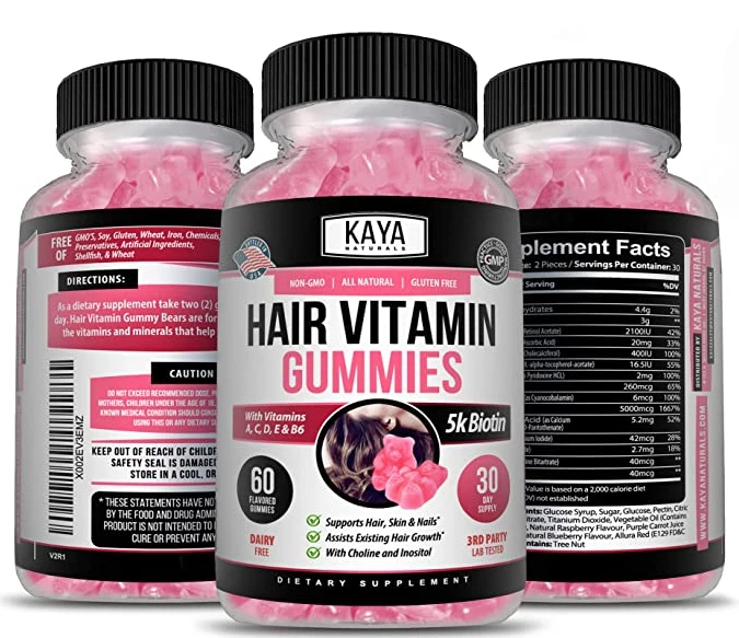 Image of Hair Vitamin Gummies with Biotin for Hair & Nail Growth – 2 Pack, 60ct