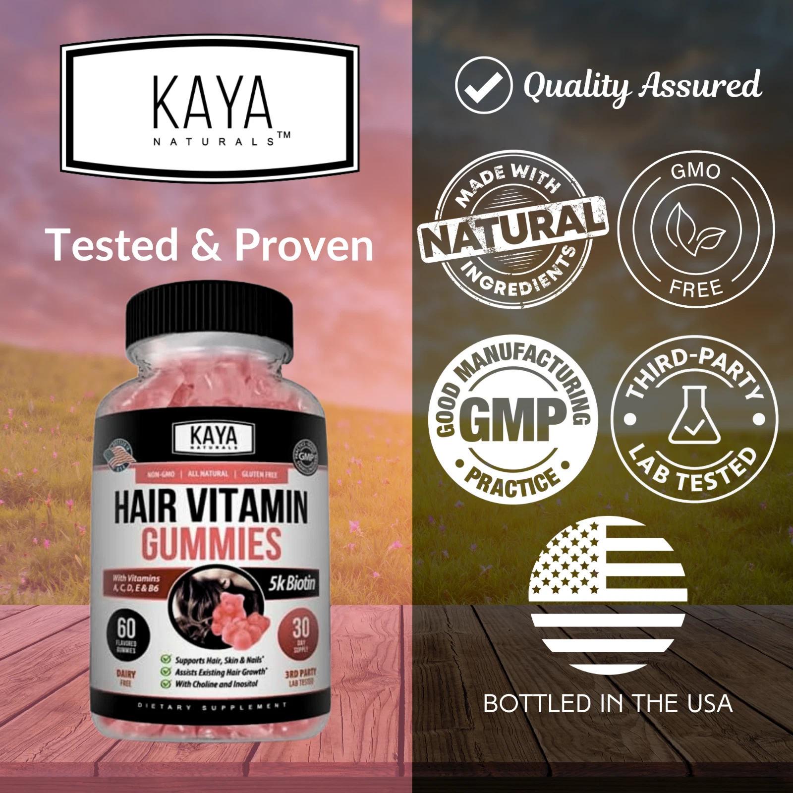 Image of Hair Vitamin Gummies with Biotin for Hair & Nail Growth – 2 Pack, 60ct