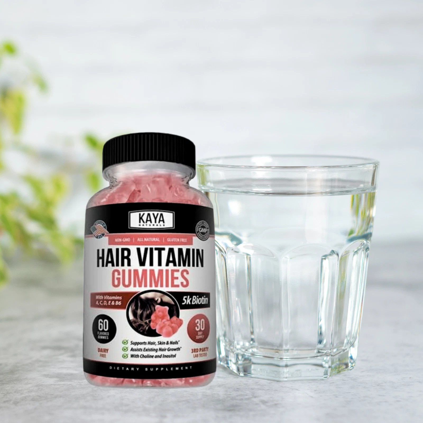 Image of Hair Vitamin Gummies with Biotin for Hair & Nail Growth – 2 Pack, 60ct