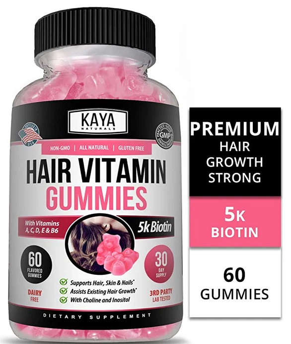 Image of Hair Vitamin Gummies with Biotin for Hair & Nail Growth – 2 Pack, 60ct